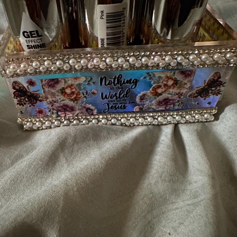 Homemade Christian Trinket box filled with 6 gel nail polishes